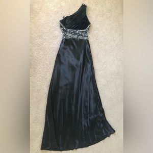 MXI Beaded Black Satin Dress-Size 3/4